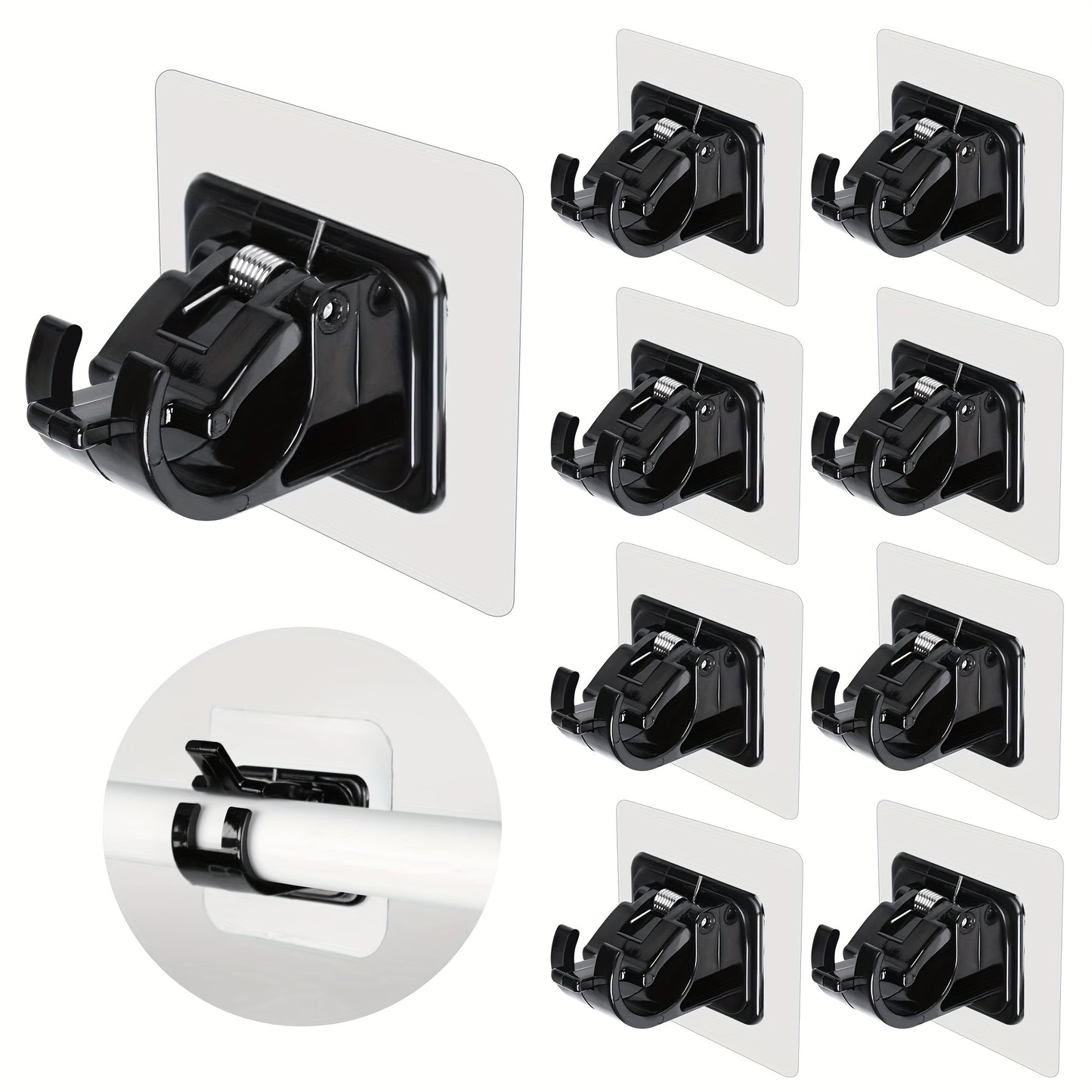 16PCS Self-Adhesive Curtain Rod Holders - Easy No Drill Installation, Universal Plastic Wall Mount for Reliable Curtain Rod Holding - Suitable for Bathroom, Kitchen, Home, and Hotel Use