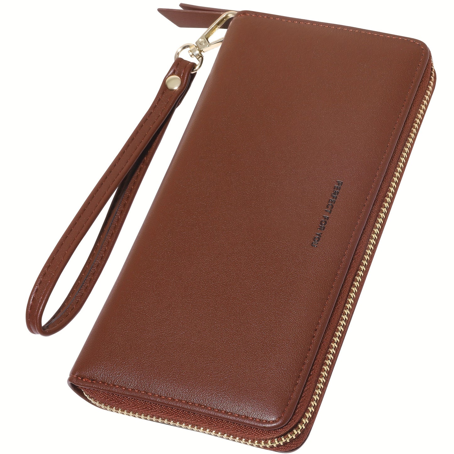 Womens Wallet Zip Around Wallet PU Leather Large Travel Long Purse Credit Card Holder with Wristlet