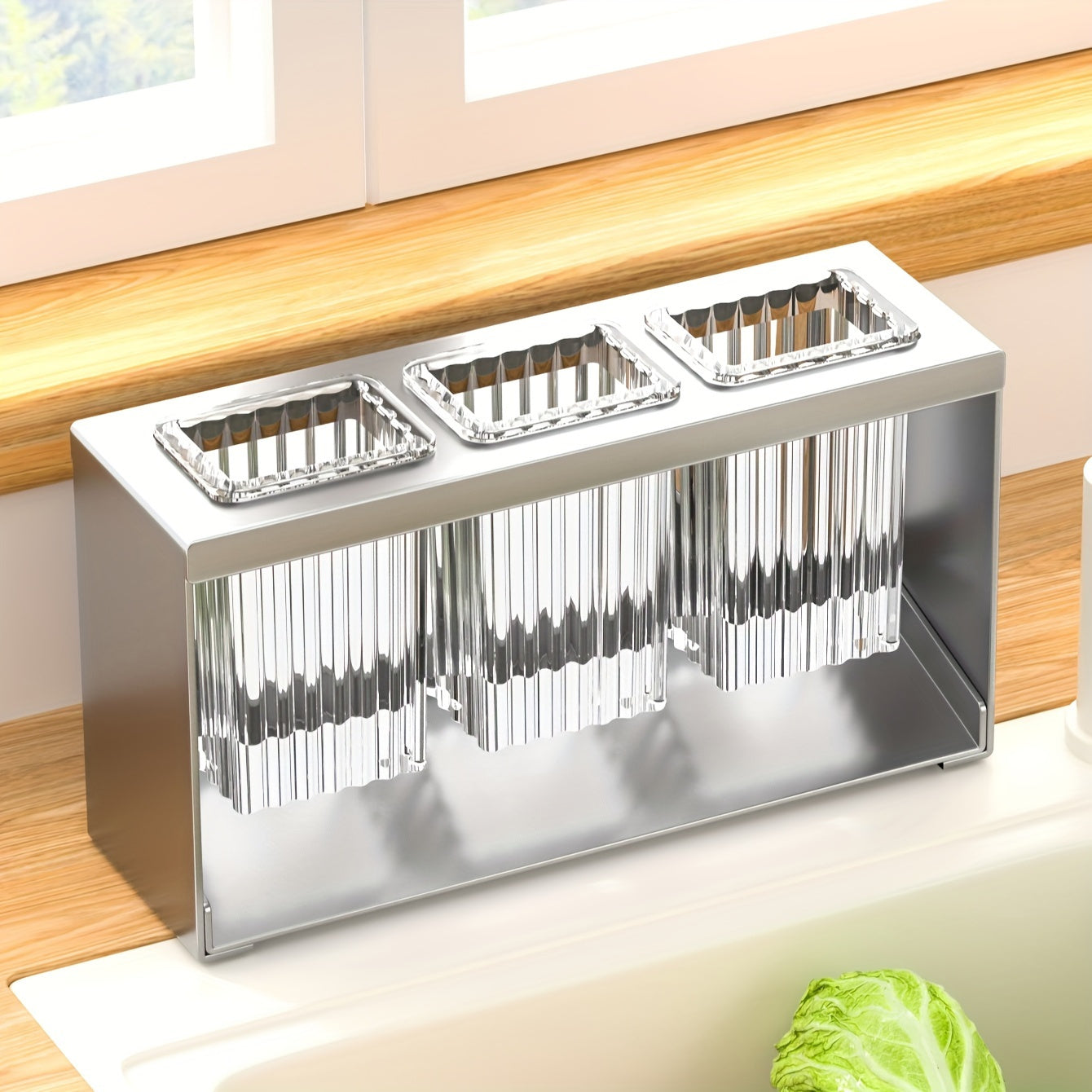 1pc Multifunctional Drain Rack With Built-in Drainage Storage Box, Chopstick Tube, Kitchen Tableware Storage Rack, Knife, Fork And Spoon Storage Rack For Restaurant