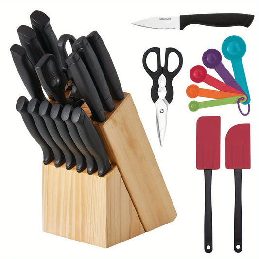 23 Piece Never Needs Sharpening Dishwasher Safe Stainless Steel Cutlery and Utensil Set in Black