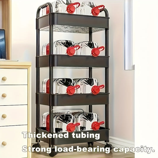 Versatile multi-layer rolling storage cart, perfect for storage and organization in bathroom, office and home, easy to assemble, white