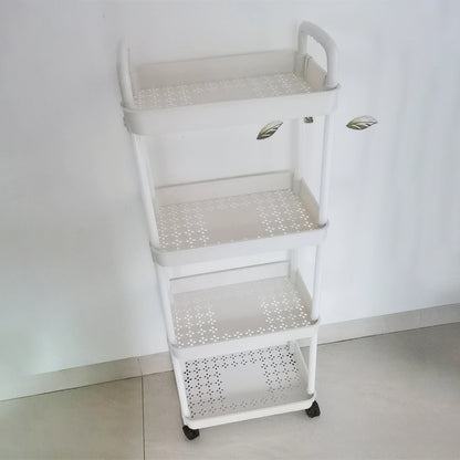 Versatile multi-layer rolling storage cart, perfect for storage and organization in bathroom, office and home, easy to assemble, white