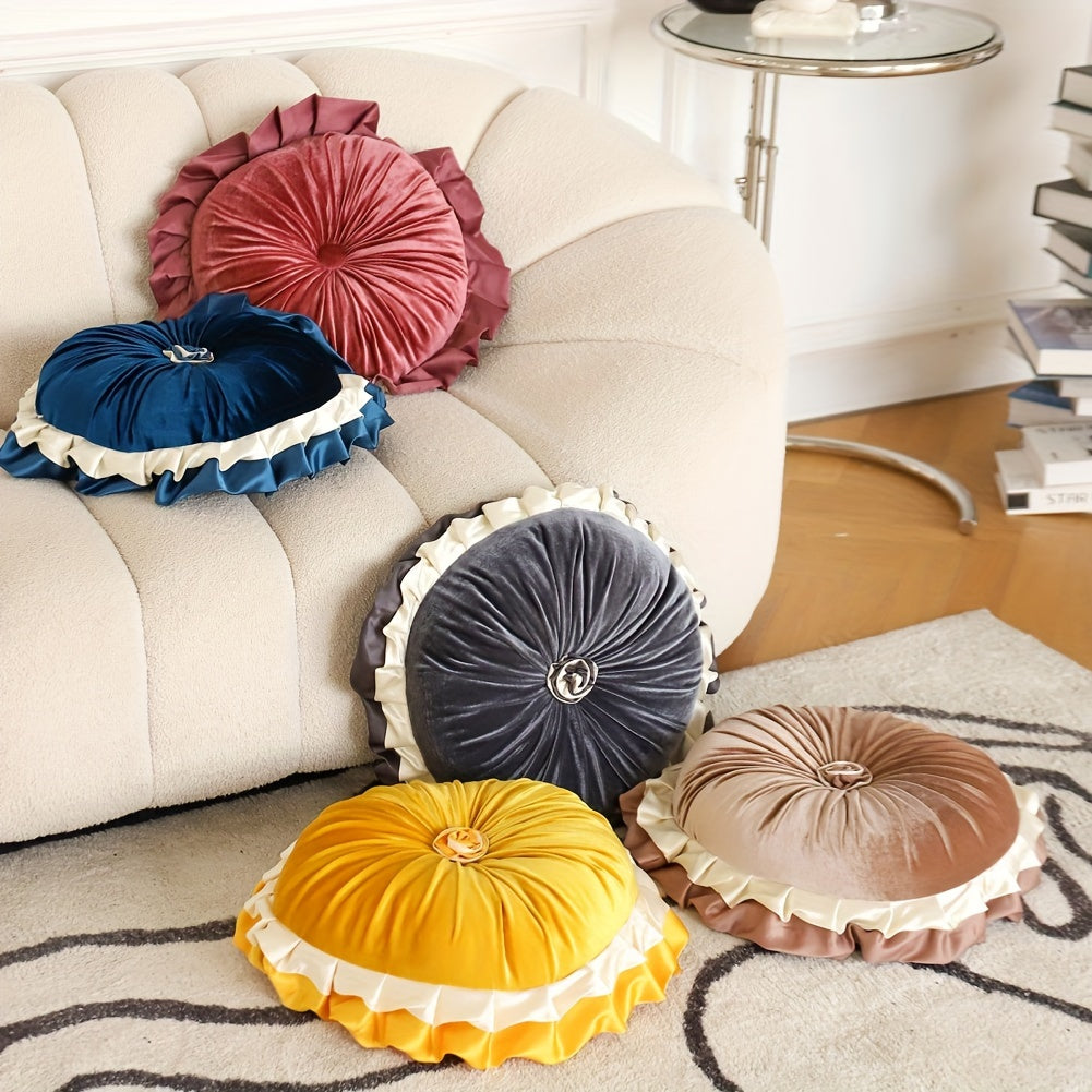 15in Round Lace Velvet Pumpkin Pillow (with Pillow Core),Vacuum Packaging