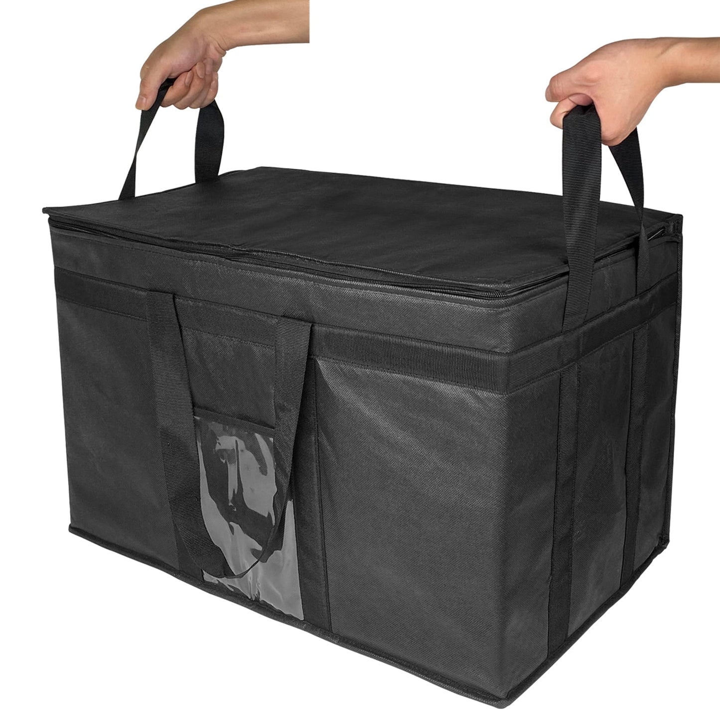 Yalin XXXL Insulated Bag, Food Delivery Bag with Zipper Closure, Reusable Grocery Shopping Bag Keep Food Hot or Cold, Collapsible Large Cooler Bag, 23"W x 15"H x 14"D (Black)-w