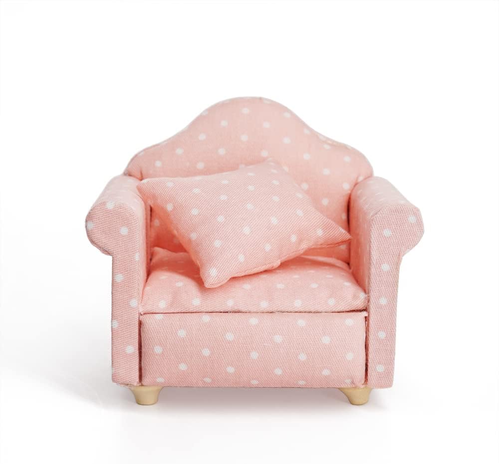 1/12 Miniature Chair Armchair Dollhouse Furniture Accessories, Khaki