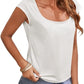 Women's Cap Sleeve Scoop Neck T Shirt Casual Solid Color Basic Tee Shirts Blouses Tank Tops