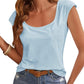 Women's Cap Sleeve Scoop Neck T Shirt Casual Solid Color Basic Tee Shirts Blouses Tank Tops