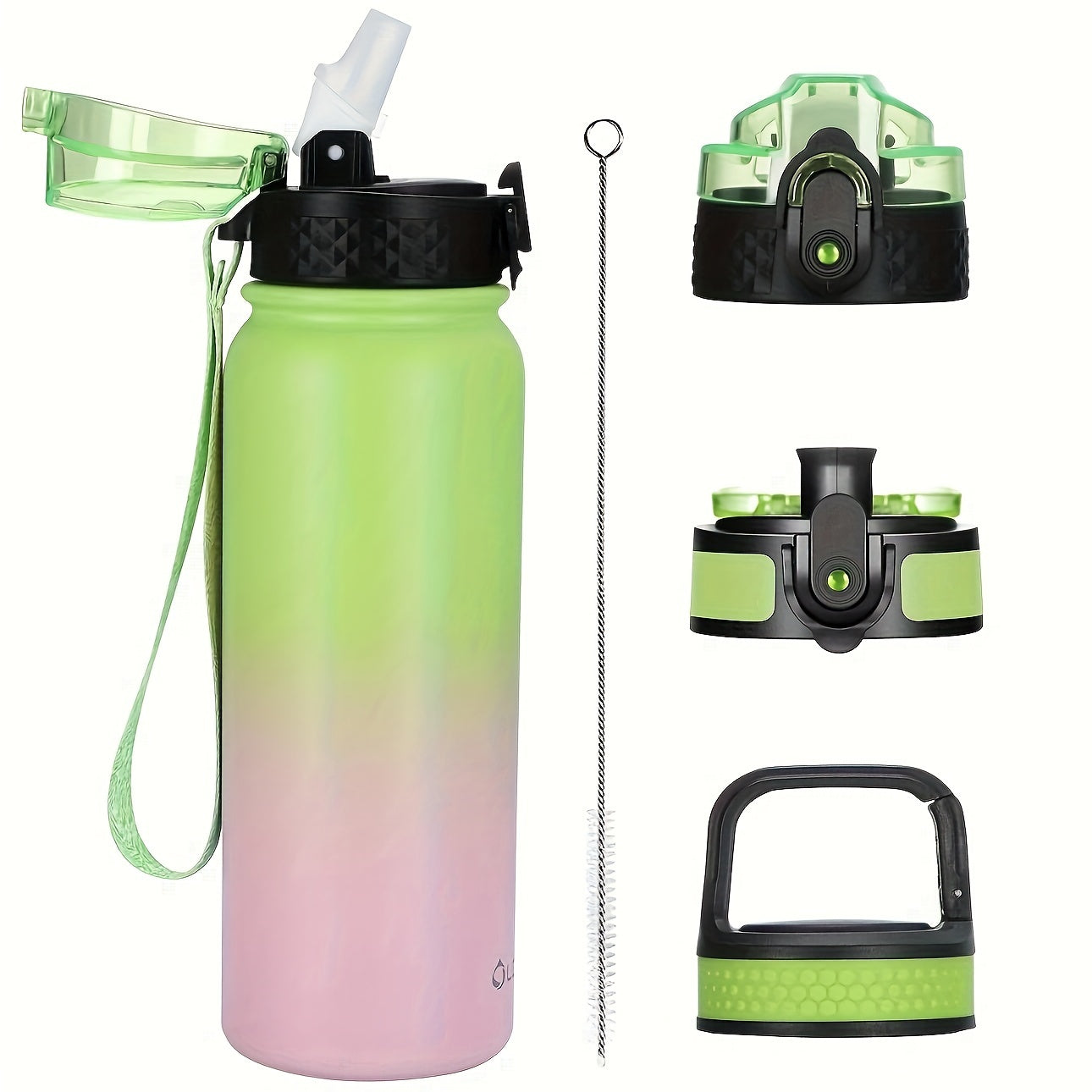 12/20oz Insulated Bottle with 3 Lids Green Pink Color