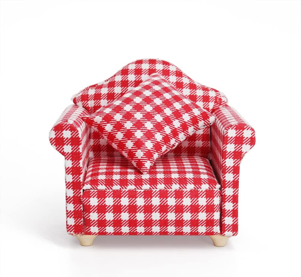 1/12 Miniature Chair Armchair Dollhouse Furniture Accessories, Khaki