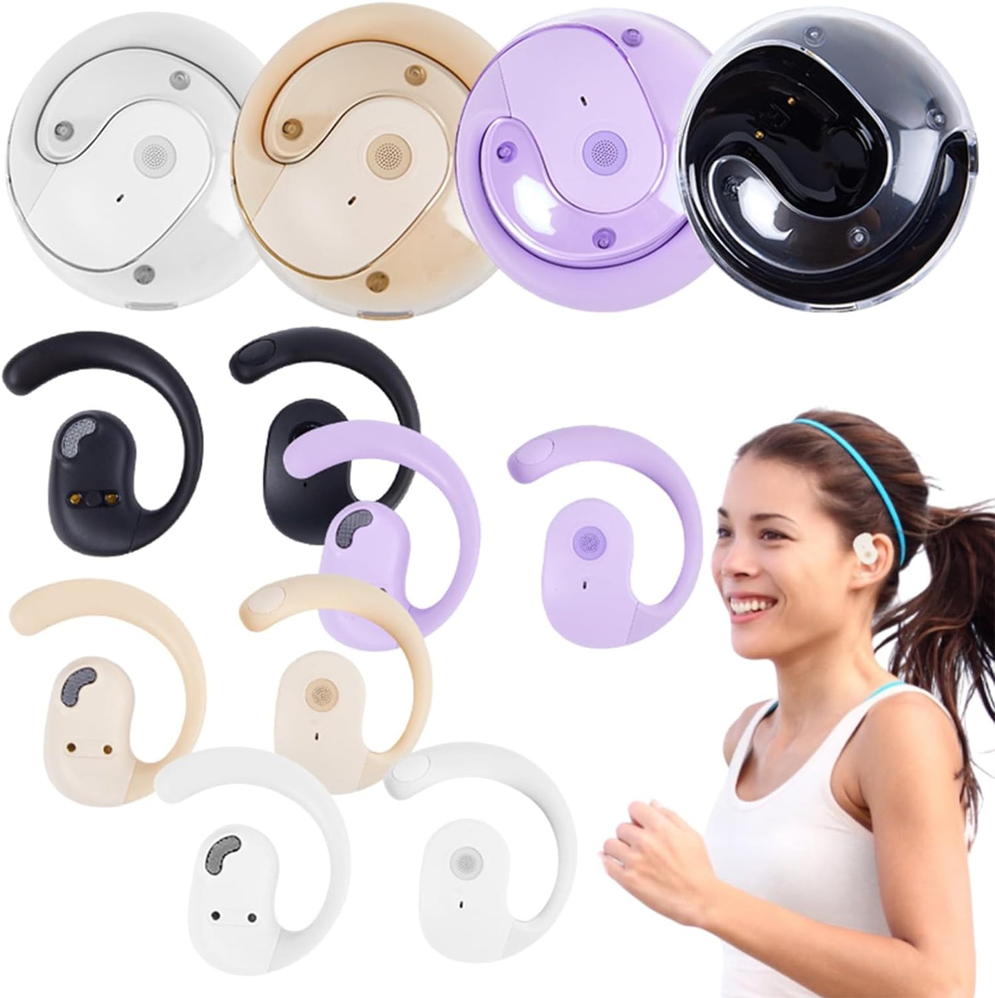 Wireless Bluetooth Earphone Bluetooth OWS Headphone Active Noise Hanging Ear Headset for Running Cycling Work Long Playtime