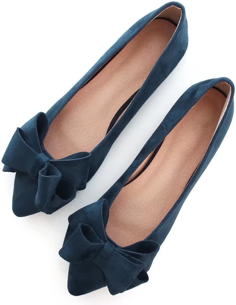 Women Fashion Bowknot Flats Comfort Pointed Toe Dress Shoes