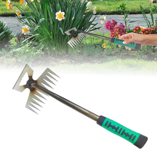 2024 New Weeding Artifact Uprooting Weeding Tool, Upgrade Gardening Hand Weeder Tools with Handle, Manual Multifunctional Weeders Gardening Tools for Yard and Garden (11 Tines)