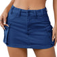Women's Low Waist Button Bodycon Mini Cargo Denim Skirt with Pocket-A