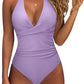 Women Sexy Tummy Control One Piece Swimsuits Halter Push Up Bathing Suits-A