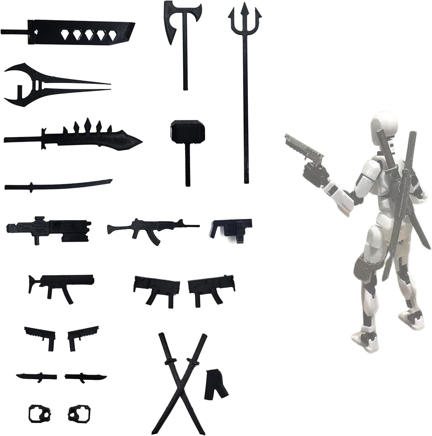 Weapon Upgrade Pack for T13 Action Figures, 3D Printed Accessories Weapon Set for Dummy 13 Action Figure, Easy 13 Action Figure, Stop Motion Animation (Pack A)