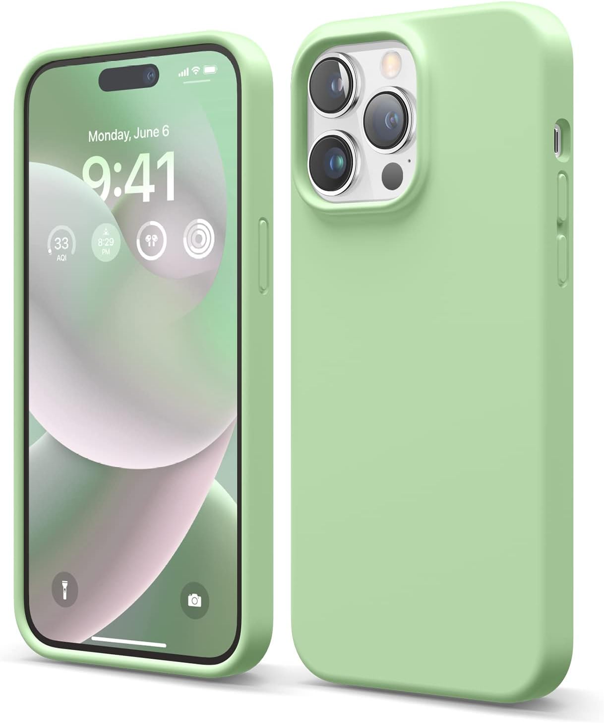with iPhone 14 Pro Case, Liquid Silicone Case, Full Body Protective Cover, Shockproof, Slim Phone Case, Anti-Scratch Soft Microfiber Lining, 6.1 inch (Stone)
