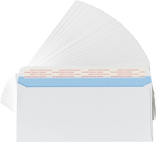 #10 Envelopes Self Seal Security Tinted Envelopes for Privacy & Business, Peel and Seal, NO Window, Letter Size 4-1/8 x 9-1/2 Inches, 24 LB,White (50 pack)