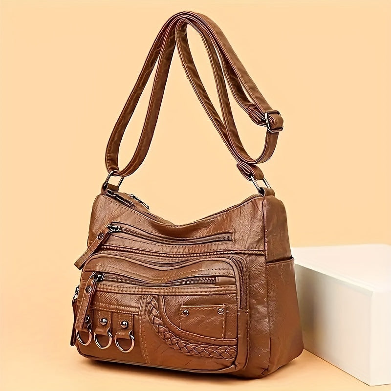 Vintage Crossbody Bag, Retro Multi Layer Shoulder Bag, Women's Fashion Handbag & Purse