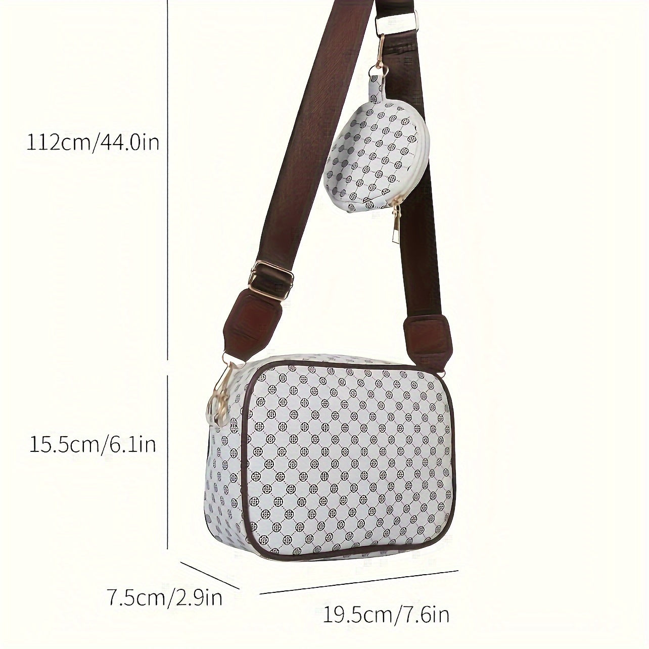 Women's Geometric Pattern Crossbody Bag (with Coin Purse) Set - Stylish Mini Shoulder Bag, Retro and Convenient, Fashion Old Flower Shoulder Crossbody Mother Bag