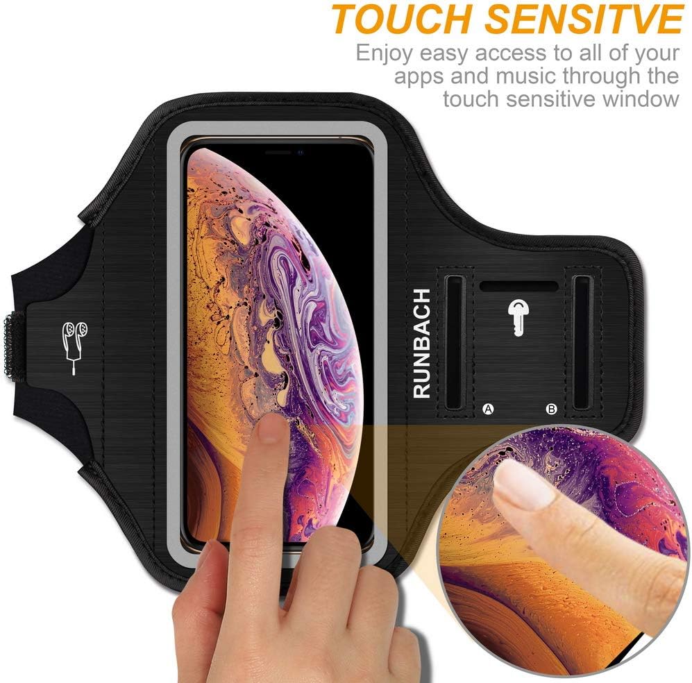 Armband for iPhone 15 Pro Max/15 Plus/iPhone 14 Pro Max/14 Plus/13 Pro Max/12 Pro Max/11 Pro Max/iPhone Xs Max,Sweatproof Running Exercise Armband with Card Slot for iPhone Max (Black)