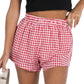 Women Y2k Pajamas Shorts Gingham Cute Pj Short Pants Plaid Lounge Shorts Sleep Bottoms Elastic Boxers Streetwear