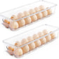 Vtopmart Egg Container Holders for Refrigerator - Clear Stackable Trays for 14 Eggs, Plastic Storage Bins for Fridge Organization (2 Pack)