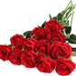 12PCS Artificial Silk Flowers Realistic Roses Bouquet Long Stem for Home Wedding Decoration Party (12pcs-red)