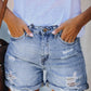 Women's High Waisted Denim Shorts Ripped Hem Frayed Distressed Short Jeans