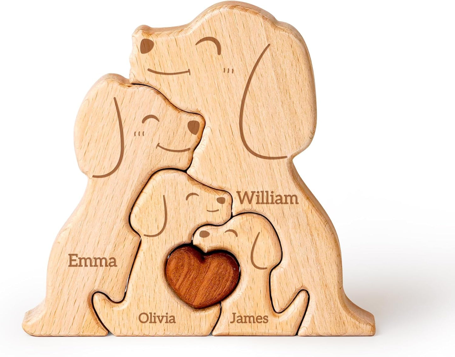 Wooden Bears Family Puzzle, Personalized Puzzles with 2–5 Names, Unique Fathers Puzzle Gifts for Dad Mom and Kids, Customized Home Decor Housewarming Gifts for Parents Couple Friends