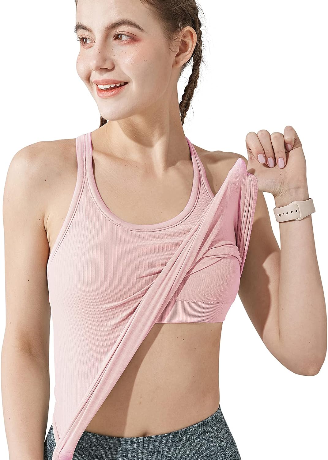Yoga Racerback Tank Top for Women with Built in Bra,Women's Padded Sports Bra Fitness Workout Running Shirts
