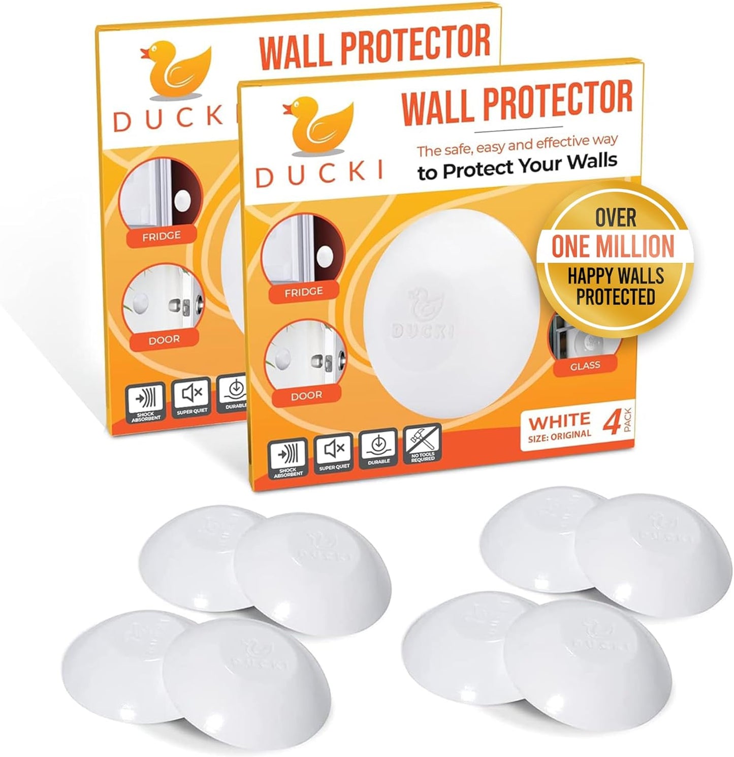 Wall Protectors - 4 Pack Clear Self Adhesive, Reusable Solution for Stopping Damage & Noise from Doors, Refrigerators More in Your Home or Office Durable, Shock Absorbent Discreet