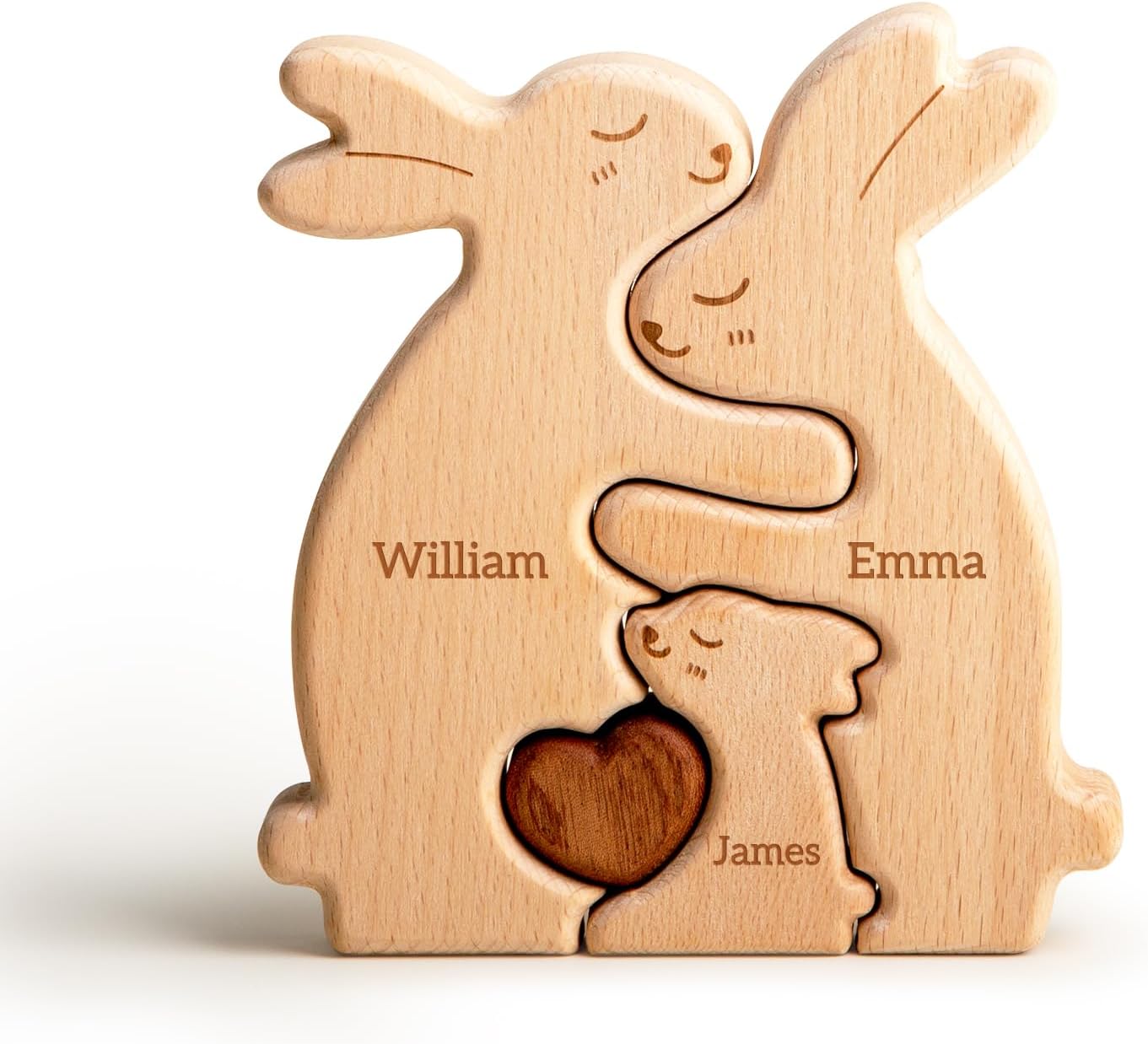 Wooden Bears Family Puzzle, Personalized Puzzles with 2–5 Names, Unique Fathers Puzzle Gifts for Dad Mom and Kids, Customized Home Decor Housewarming Gifts for Parents Couple Friends