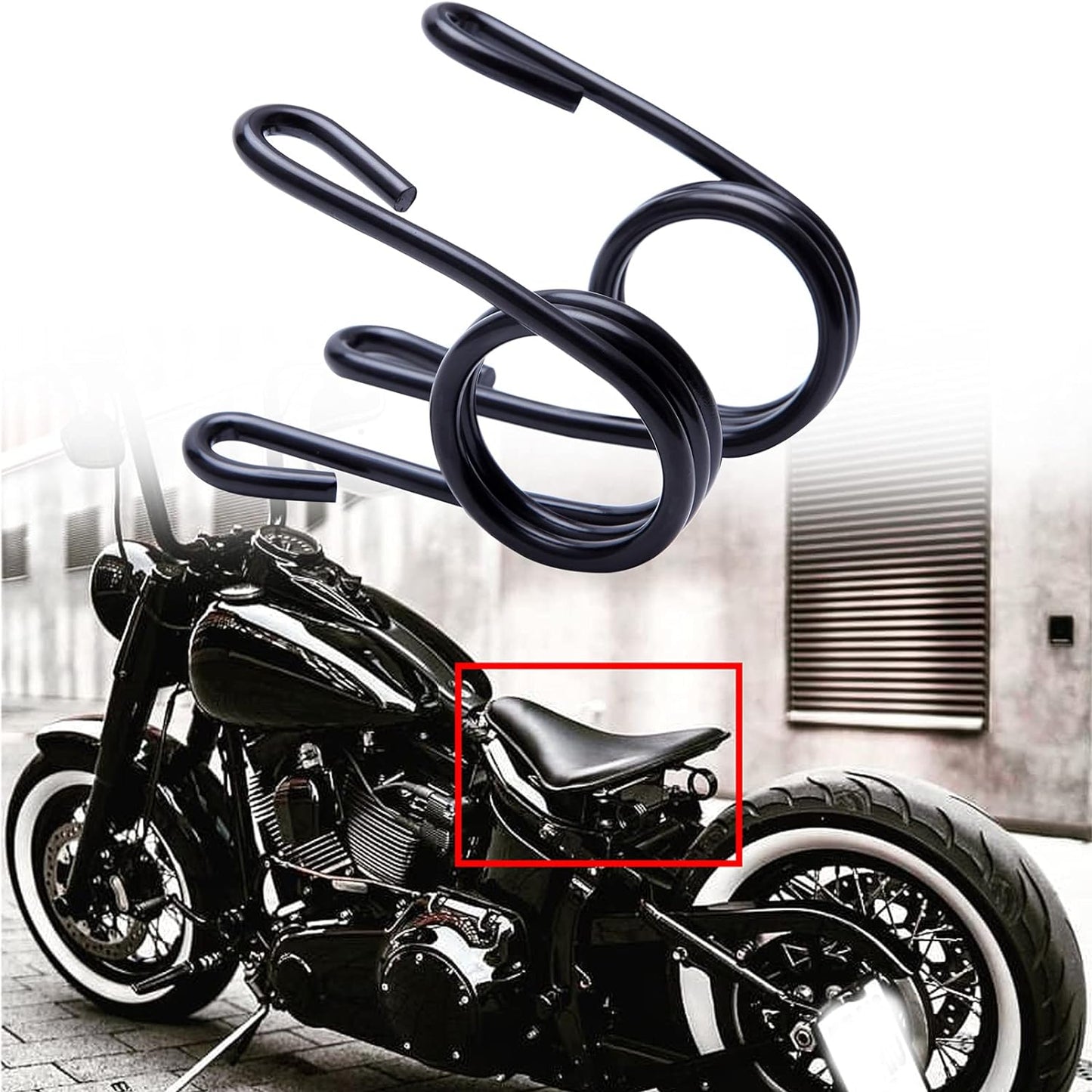 2 Inch Black Motorcycle Barrel Coiled Solo Seat Spring Bracket Hardware Mount Kit For Bobber Chopper Custom