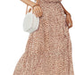 Womens Summer Dress 2024 Casual Maxi Floral Boho V Neck Wrap Short Sleeve Belted Ruffle Hem A-Line Long Dresses