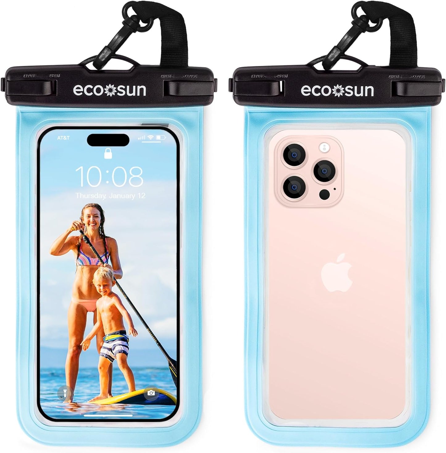 Waterproof Phone Pouch (2-Pack) — Designed in Hawaii — Case Fits All iPhones (incl. 15 Pro Max), Samsung Galaxy S24 & More Black/Black
