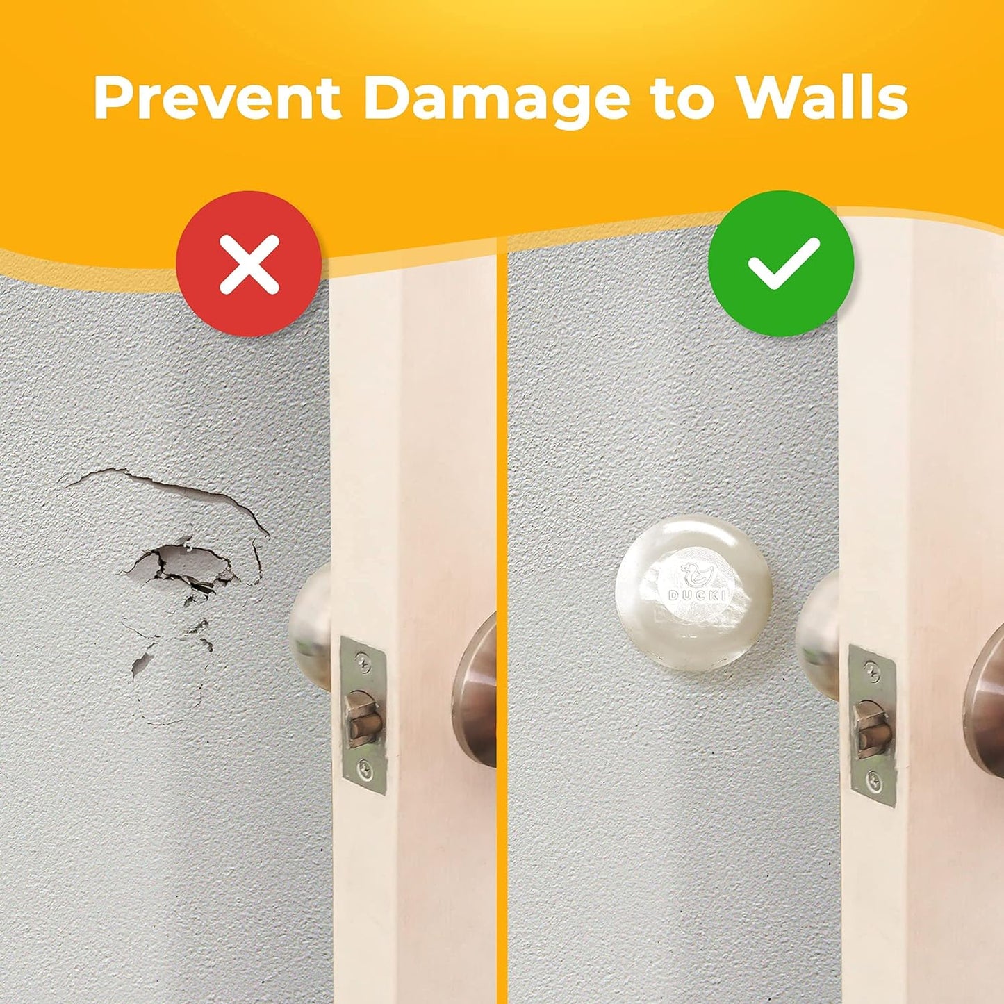 Wall Protectors - 4 Pack Clear Self Adhesive, Reusable Solution for Stopping Damage & Noise from Doors, Refrigerators More in Your Home or Office Durable, Shock Absorbent Discreet