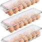 Utopia Home Egg Container With Lid & Handle for Refrigerator, Pack of 2 - Clear Egg Holder for Kitchen Storage