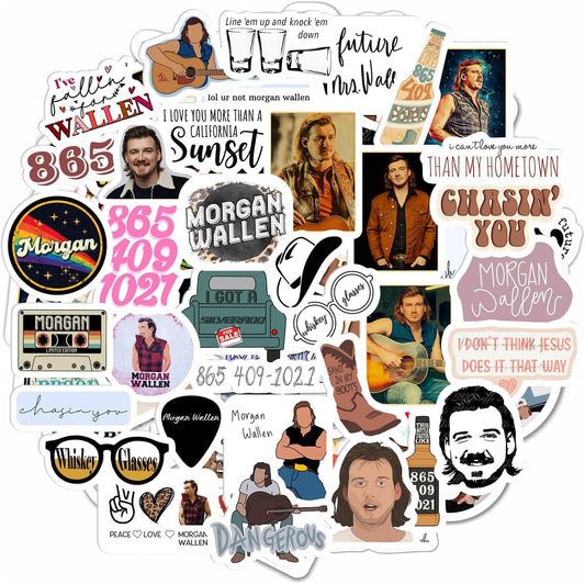 100Pcs Country Singer Stickers - Country Music Merch, Country Singer Merchandise - Waterproof Music Stickers for Phone Cases and Laptops, Guitar Stickers