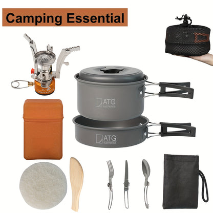 15pcs Camping Cookware Mess Kit, Lightweight Pots Set Portable Outdoor Cookware for Camping Backpacking Hiking Outdoor Cooking and Picnic