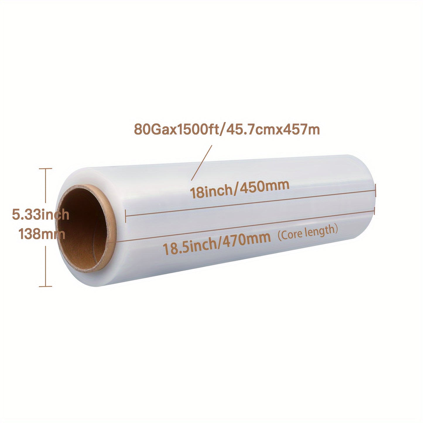 18Inch Stretch Wrap - 1500 Feet 80 Gauge, 1 Roll of Clear Plastic Self-Adhering Stretch Wrap Film for Pallet Wrapping, Thick and Durable Packaging for Moving Supplies Heavy-Duty Shrink Film