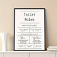 1pc Wooden Framed Canvas Bathroom Wall Art Rustic Funny Toilet Rules Prints Signs Brown Or White Background Bath Room HD Picture Artwork Home Decor Toilet Rules