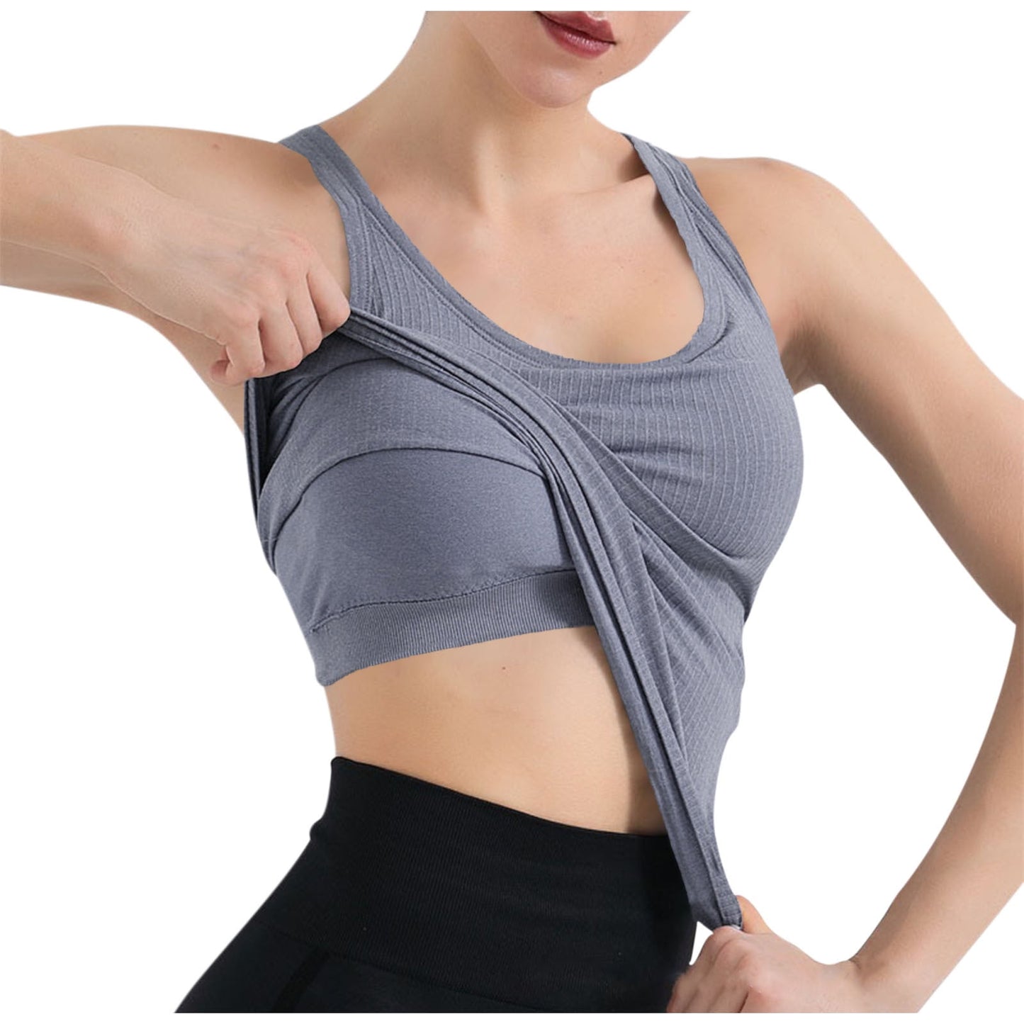 Workout Tank Tops for Women with Built in Bra, Sleeveless Gym Tops Seamless Racerback Athletic Yoga Shirts Running Tank Tops-W