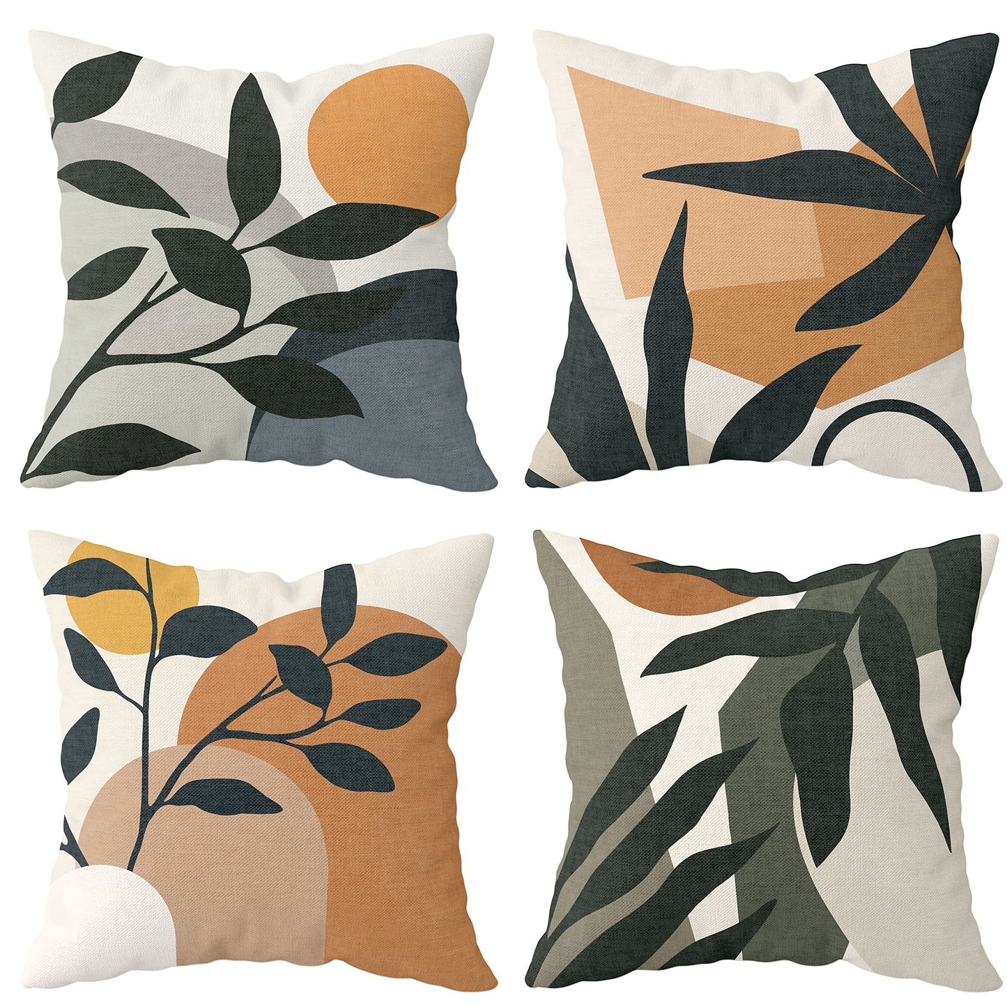 Throw Pillow Covers 20 x 20 Set of 4 Sun Sunset Sunrise Plant Bohemian Decorative Pillowcase Landscape Nature Minimalist Modern Art Aesthetic Couch Cushion Cover for Outdoor Home Decor, No insert