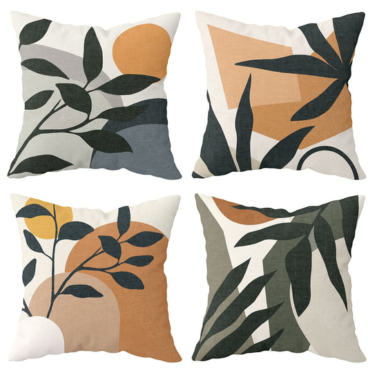 Throw Pillow Covers 20 x 20 Set of 4 Sun Sunset Sunrise Plant Bohemian Decorative Pillowcase Landscape Nature Minimalist Modern Art Aesthetic Couch Cushion Cover for Outdoor Home Decor, No insert
