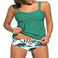Women Tankini Set Two Piece Padded Bathing Suits Swimsuit Ruched Tankini Top with Swim Brief 2PCS Swimwear Black L 12-14-W