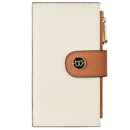 Vegan Leather Wallets For Women, Slim Foldable Purse, Card Holder With Zipper Pocket