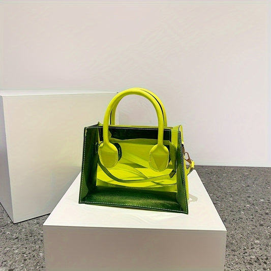 Transparent  Handbag For Women, Stylish Casual Clear Crossbody Shoulder Jelly Bag