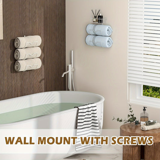 1 PC 6-Tier Over The Door Towel Racks for Bathroom, Wall Mounted Metal Towel Holder, Adjustable Rolled Towel Organizer Hanging Towel Storage
